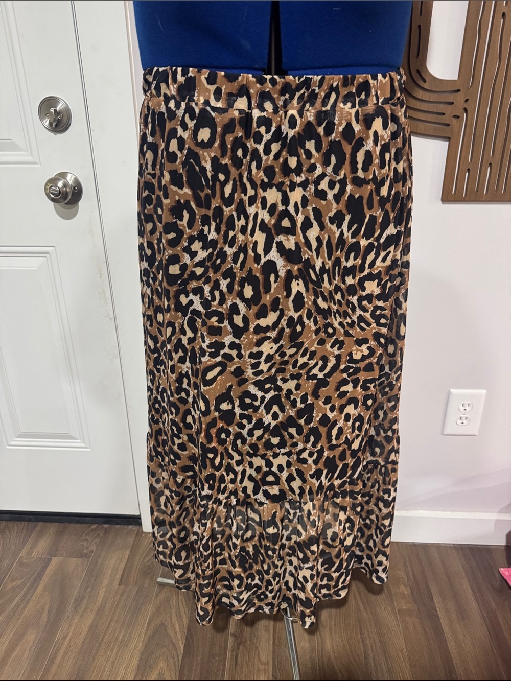 Women's Leopard Print Maxi Skirt - Brown/Black